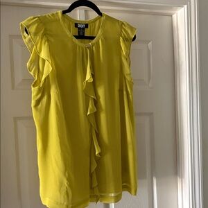 NWT DKNY Women's Bright citrine Ruffle sleeveless Blouse